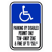 3M Reflective Blue $100 Handicap Disabled Parking Fine Sign Municipal Grade 