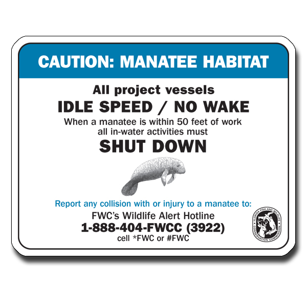 Caution: Manatee Habitat Idle Speed 8.5 x 11 sign 