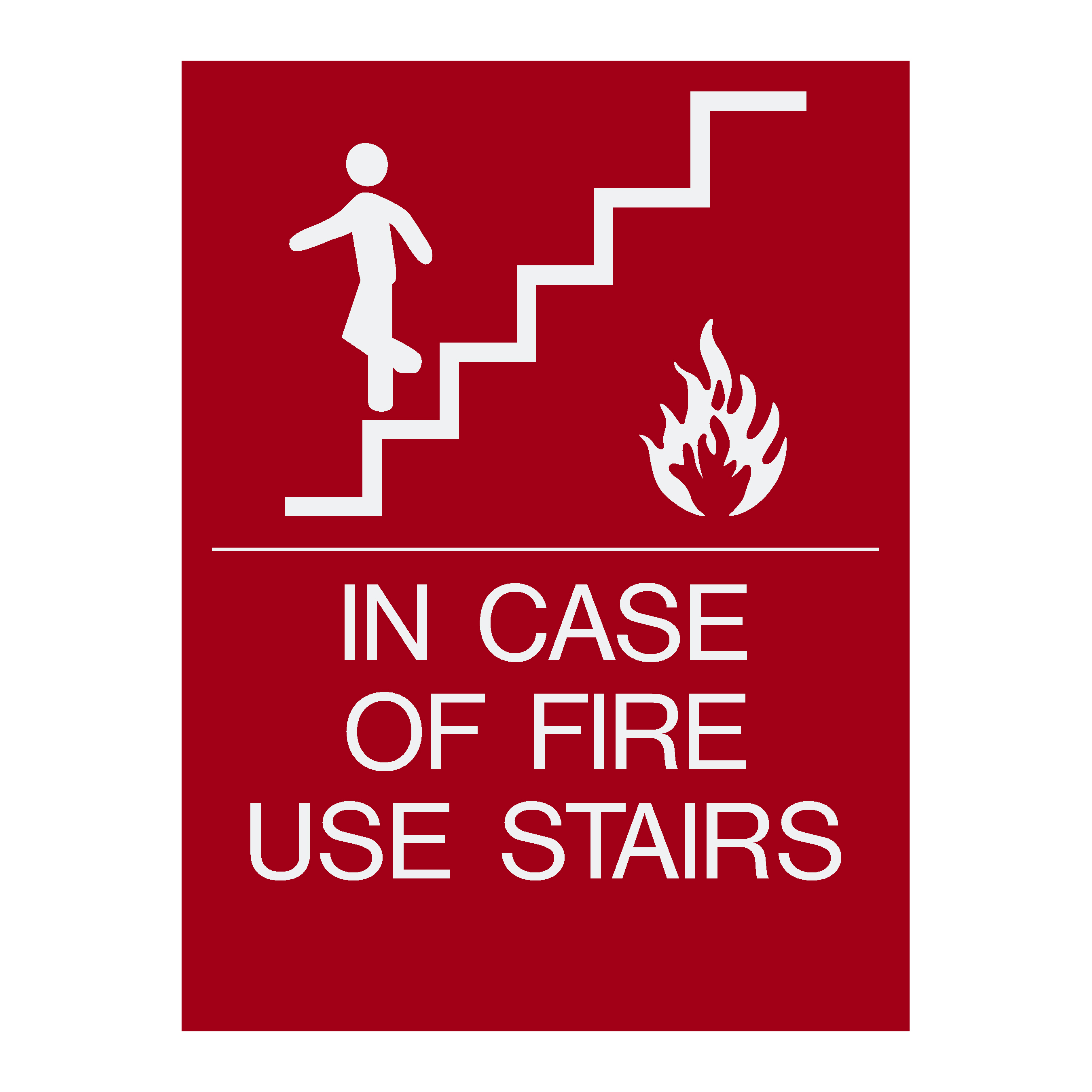 In case of fire use stairs -ADA Red sign white copy