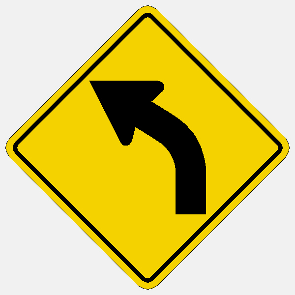 Left curve traffic warning sign  W1-2L