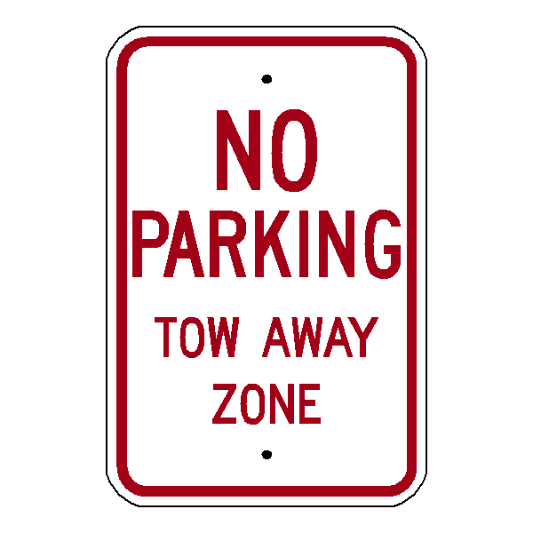 No Parking Tow Away Zone  12x18 .080 EG reflective Aluminum Sign