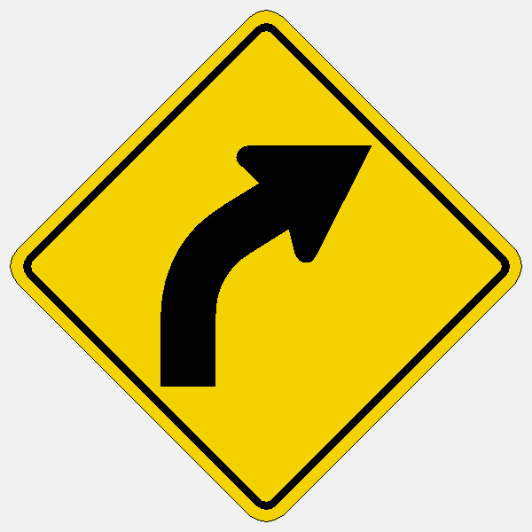 Right Curve Warning Sign W1-2R HIP