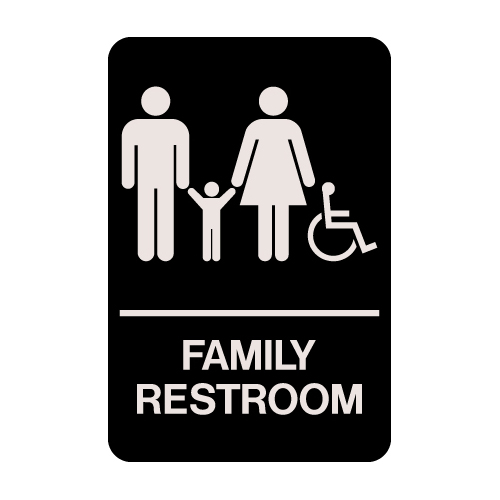 Family Accessible Restroom 9 Braille Sign 9"x6"