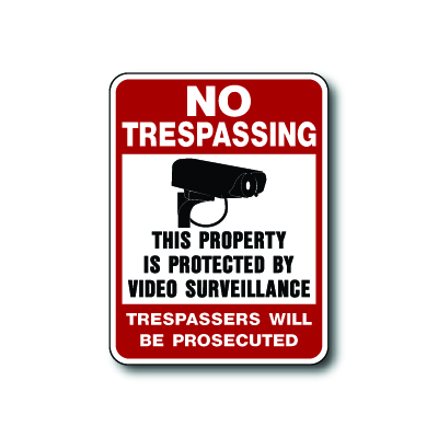 NTVS No Trespassing This Property Is Protected By Video Surveillance Trespassers Will Be Prosecuted  with Camera Graphic Red
