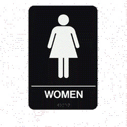 Women Restroom Braille Sign 9"x6"