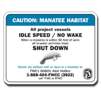 Caution: Manatee Habitat Idle Speed 8.5 x 11 sign 