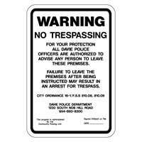 Davie FL Police Trespass program sign  - affidavit date area