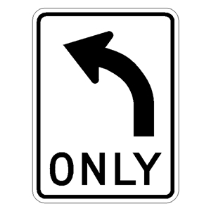 Left Only symbol traffic sign R3-5L