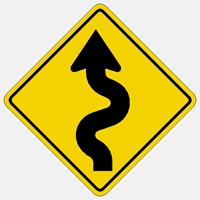 Left Winding Road Traffic sign W1-5L  30"