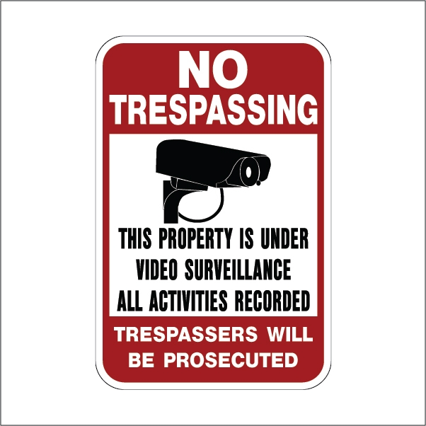 No Trespassing Video Surveillance Sign - .080  Reflective ALUMINUM No Trespassing video surveillance Sign, No Trespassing Sign with Video Camera, video surveillance Aluminum signs, Property is under Video Surveillance Signs, No Trespassing This Property Is Protected Video Surveillance sign, Surveillance sign with camera, Reflective surveillance Sign