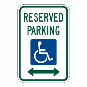 RESERVED DISABLED PARKING SIGN WITH ARROWS