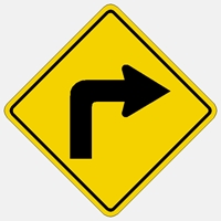 Right Turn Symbol warning Sign W1-1R