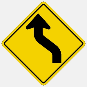 W1-4L 30" DIA.  Curves ahead to left Symbol