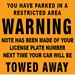 WARNING  Restricted Parking Tow Away Decal  25-Pk