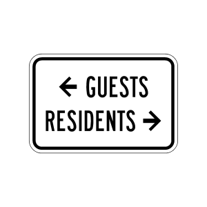 Guest and Resident arrow sign