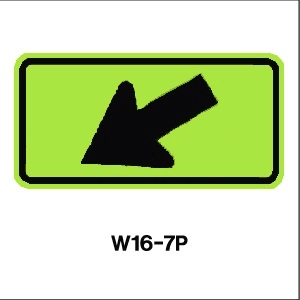 W16-7pL Supplemental Warning Arrow -Yellow reflective aluminum sign