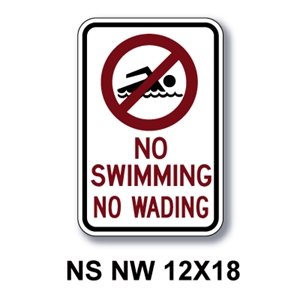 No Swimming No Wading 18"x12"