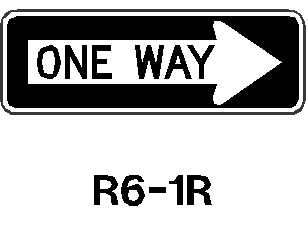 One Way Right Arrow  (enc in R Arrow) R6-1R  12x36