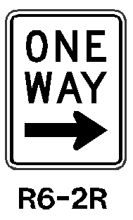 One Way w/ Right Arrow R6-2R 24x18