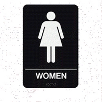 Women Restroom Braille Sign 9"x6"