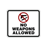 NO WEAPONS ALLOWED  DECALS 6" X 5" 