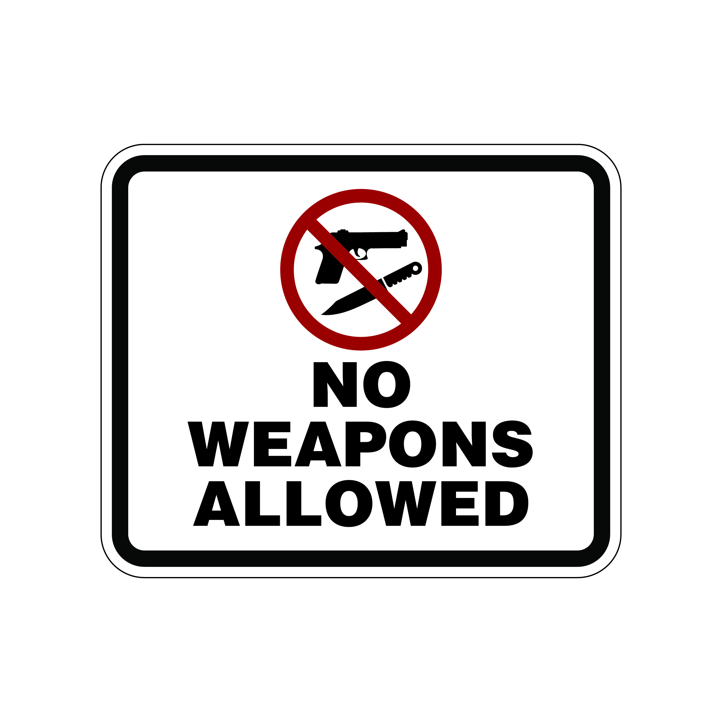 NO WEAPONS ALLOWED  DECALS 6" X 5" 